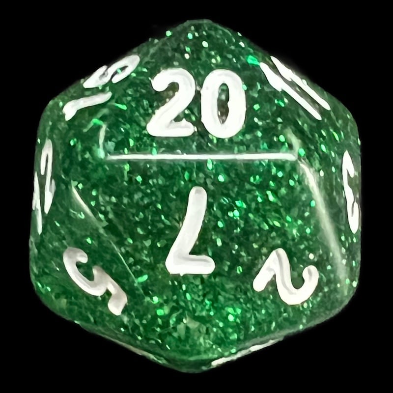 Koplow Glitter Green D20 Dice