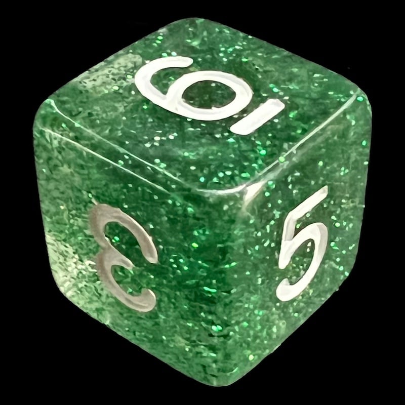 Koplow Glitter Green D6 Dice