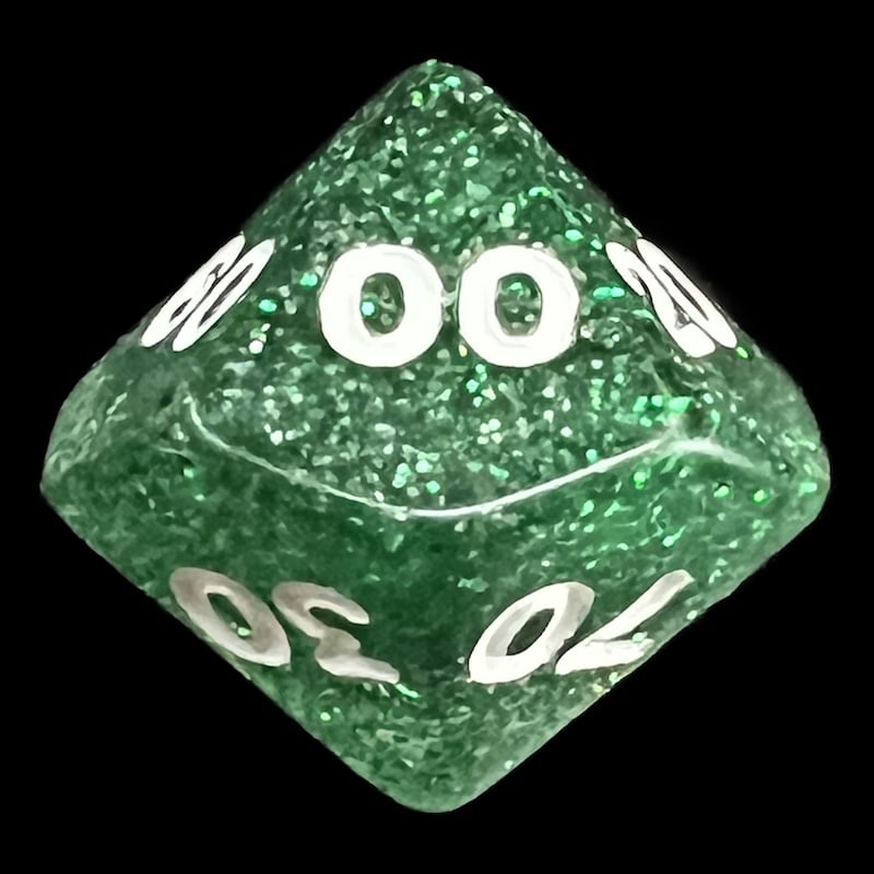 Koplow Glitter Green Percentile Dice