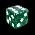 Koplow Glitter Green Square Cornered 16mm D6 Spot Dice