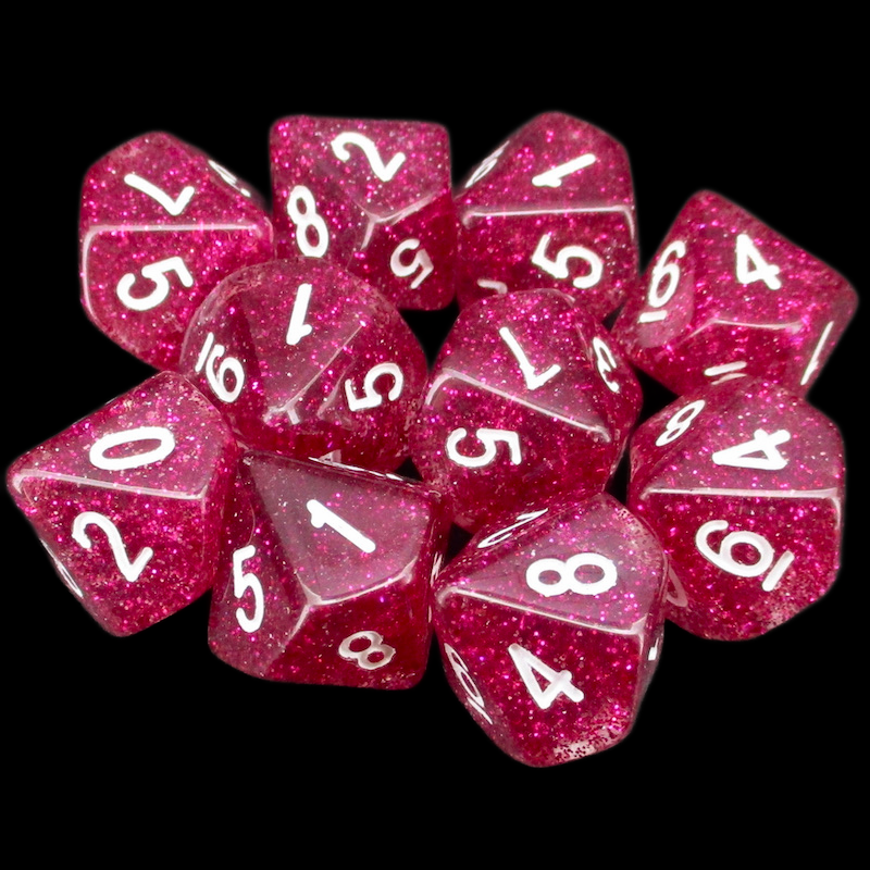 Koplow Glitter Red 10 x D10 Dice Set