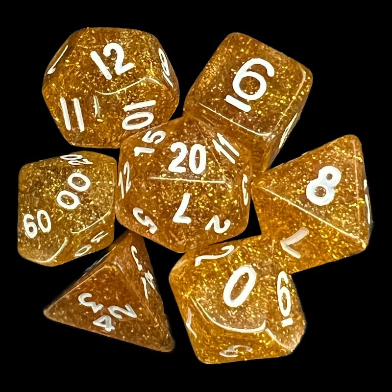 Koplow Glitter Yellow 7 Dice Polyset