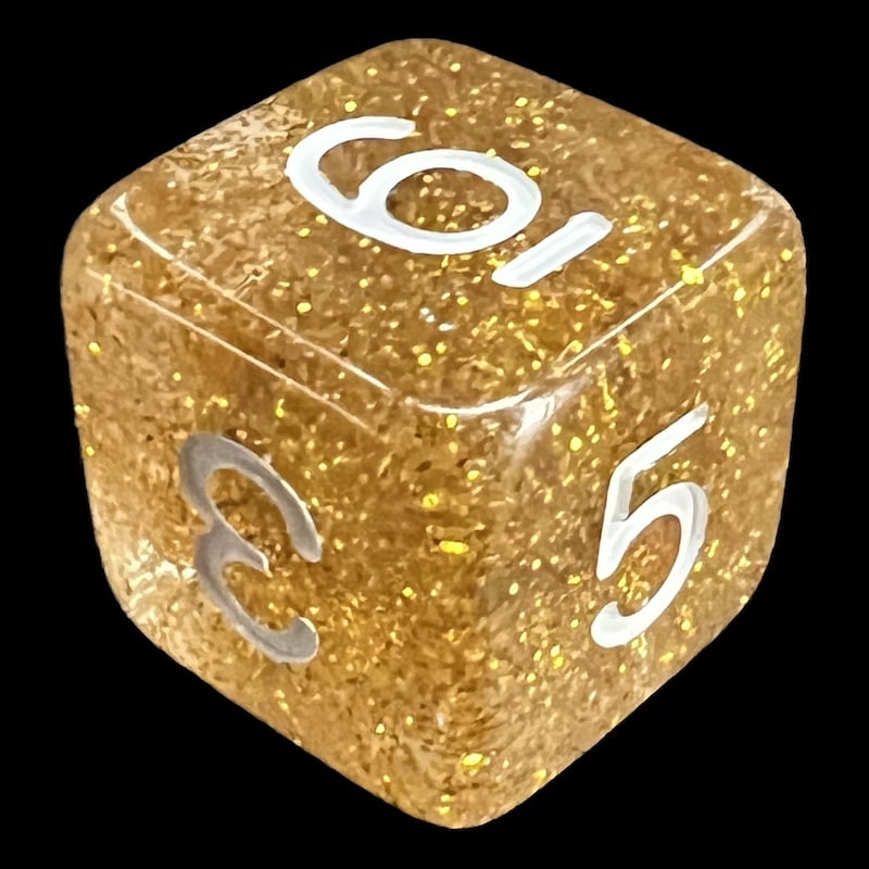 Koplow Glitter Yellow D6 Dice