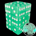 Koplow Glow in the Dark Lime Square Cornered 12 x D6 Dice Set