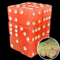 Koplow Glow in the Dark Peach Square Cornered 12 x D6 Dice Set