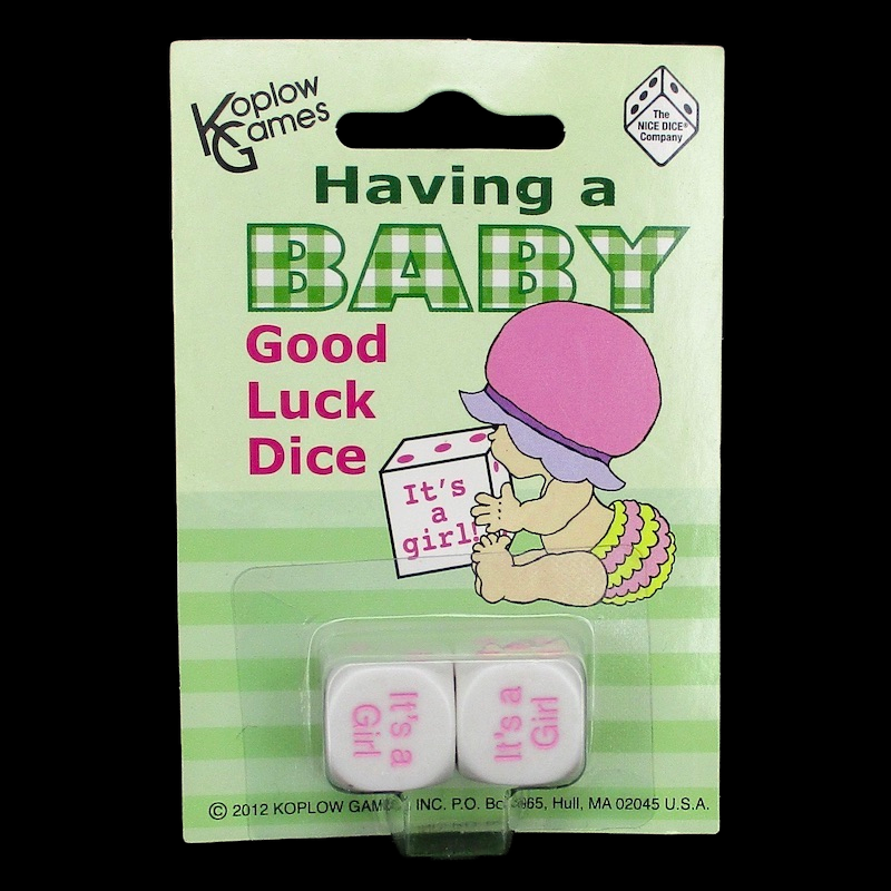 Koplow Opaque 2 x D6 Dice Game - Having a Baby Girl Good Luck