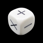 Koplow Opaque White Math Operators 4 Function + (twice) - (twice) x and ÷ D6 Dice