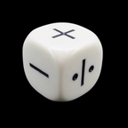 Koplow Opaque White Math Operators 4 Function + (twice) - (twice) x and ÷ D6 Dice