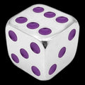 CLEARANCE Koplow Metal Silver & Purple 15mm Square Cornered D6 Spot Dice