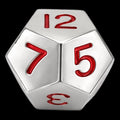 CLEARANCE Koplow Metal Silver & Red 20mm D12 Dice