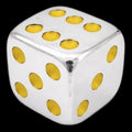 CLEARANCE Koplow Metal Silver & Yellow 14mm D6 Spot Dice
