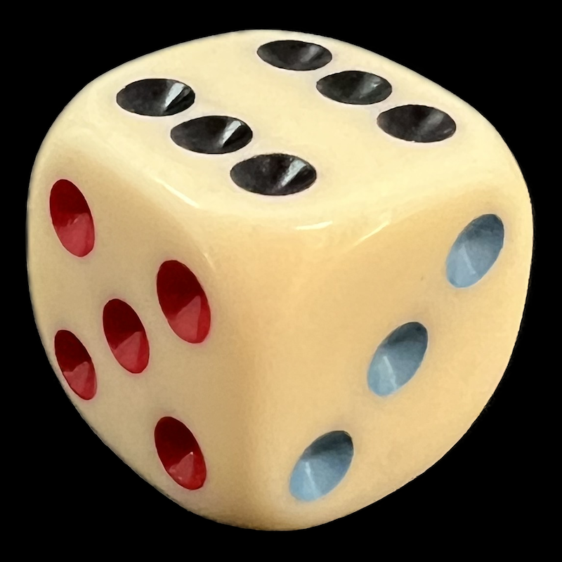 Koplow Michigan Red Eye Ivory & Multi Colour Spot 12 x D6 Dice Set