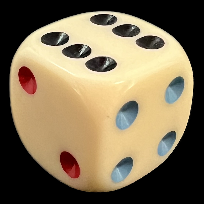 Koplow Michigan Red Eye Ivory & Multi Colour Spot 12 x D6 Dice Set
