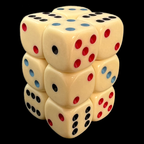 Koplow Michigan Red Eye Ivory & Multi Colour Spot 12 x D6 Dice Set