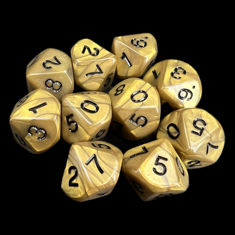Koplow Olympic Gold 10 x D10 Dice Set