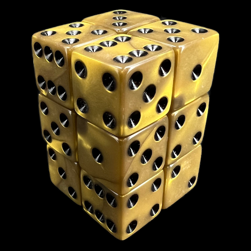 Koplow Olympic Gold Square Cornered 12 x D6 Dice Set