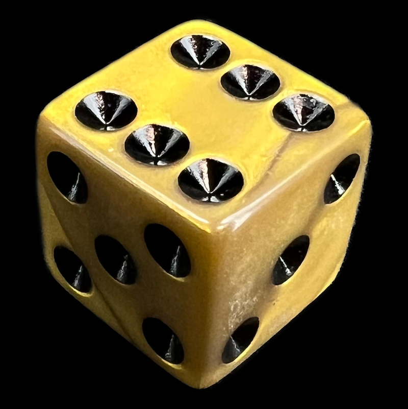Koplow Olympic Gold Square Cornered 16mm D6 Spot Dice