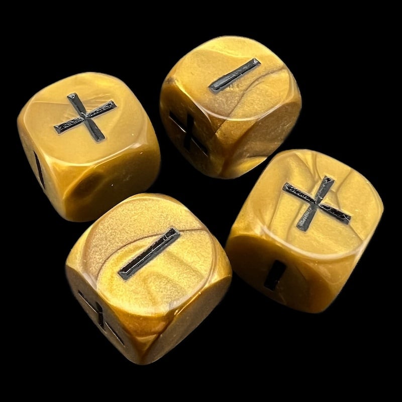 Grey Ghost Olympic Pearl Gold Fudge Fate 4 x D6 Dice Set