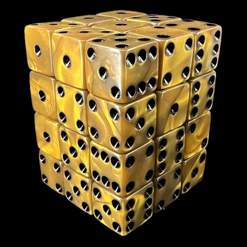 Koplow Olympic Gold Square Cornered 36 x D6 Dice Set