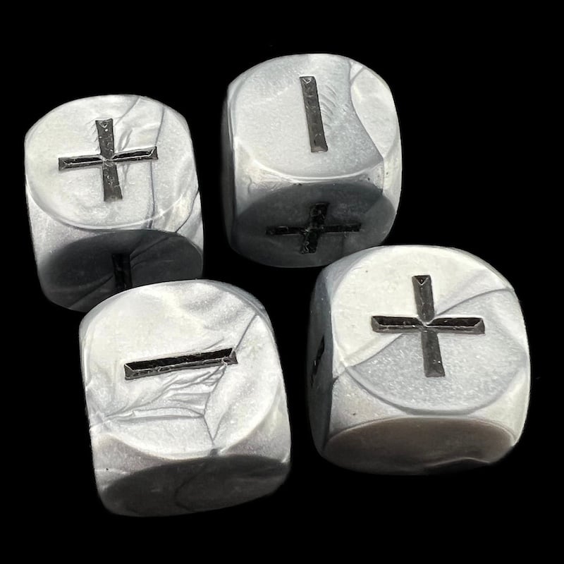 Grey Ghost Olympic Pearl Silver Fudge Fate 4 x D6 Dice Set