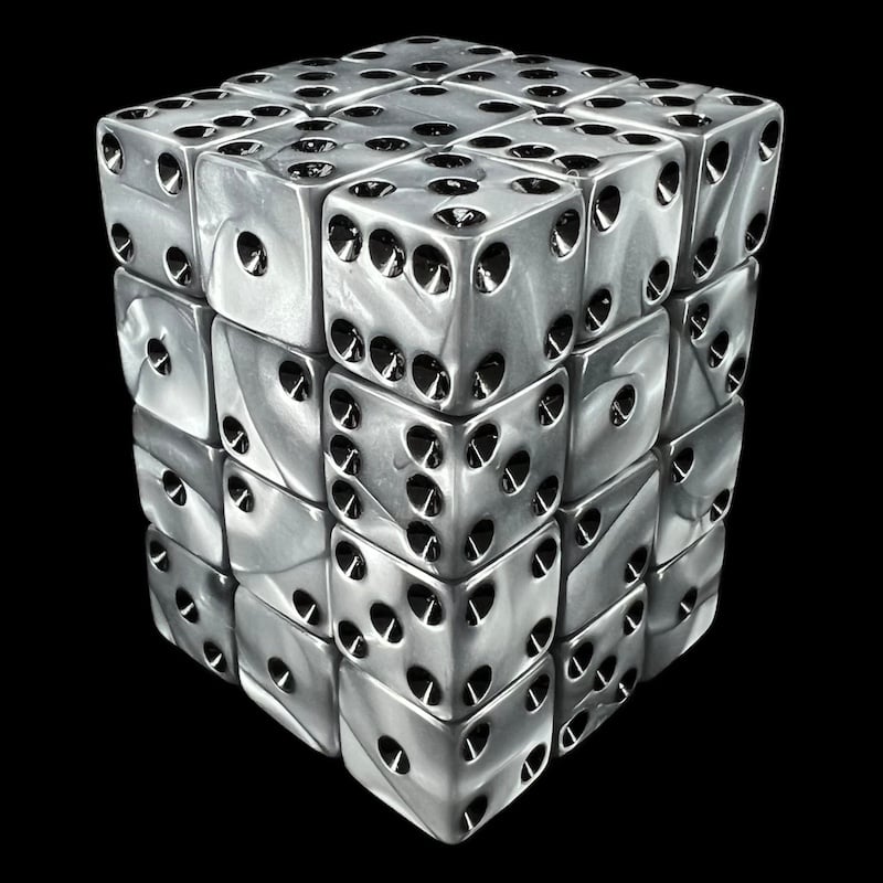 Koplow Olympic Silver Square Cornered 36 x D6 Dice Set