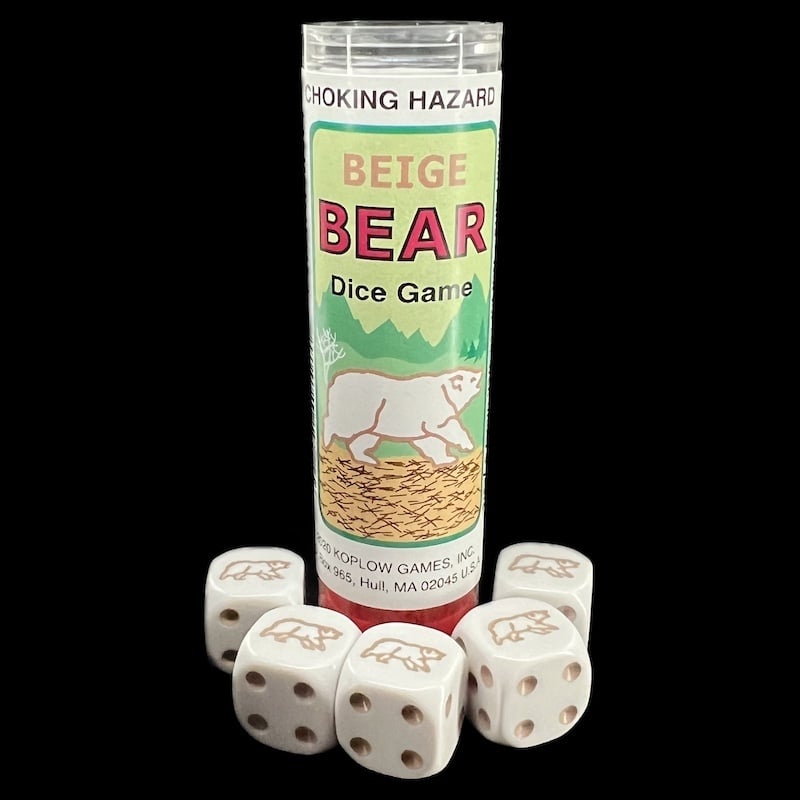 Koplow Opaque 5 x D6 Animal Dice Game - Bear Beige