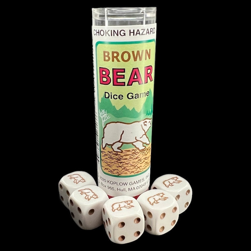 Koplow Opaque 5 x D6 Animal Dice Game - Bear Brown