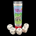 Koplow Opaque 5 x D6 Animal Dice Game - Wolf Silver
