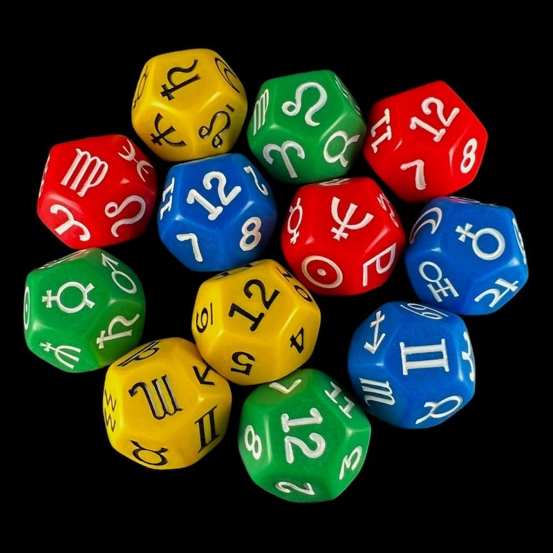 Koplow Opaque Astrology 12 x D12 Dice Set