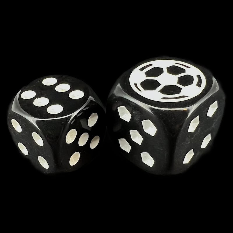Koplow Opaque Black Soccer Football Logo 18mm D6 Spot Dice