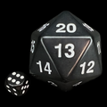 Koplow Opaque Black MASSIVE Spindown  / Countdown 55mm D20 Dice