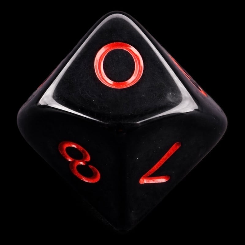 Koplow Opaque Black & Red D10 Dice