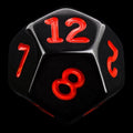 Koplow Opaque Black & Red D12 Dice