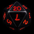Koplow Opaque Black & Red D20 Dice