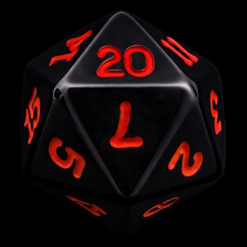 Koplow Opaque Black & Red D20 Dice