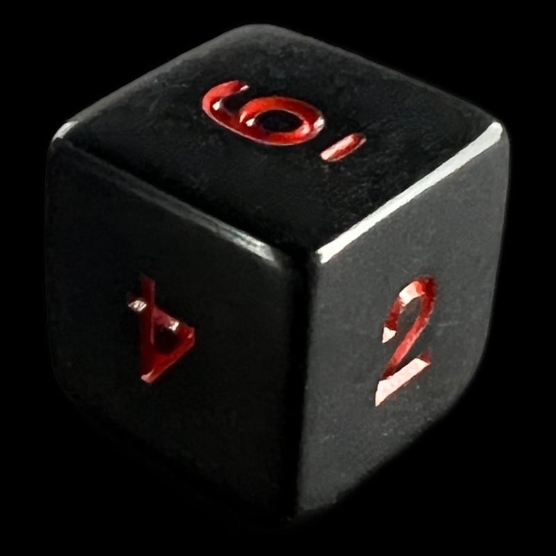Koplow Opaque Black & Red D6 Dice