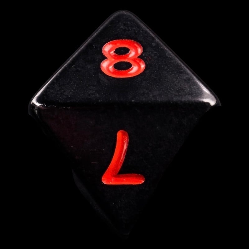 Koplow Opaque Black & Red D8 Dice