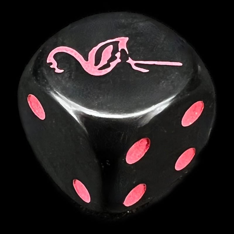 Koplow Opaque Black & Red Flamingo Animal Logo D6 Spot Dice