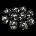 Koplow Opaque Black & White 10 x D10 Dice Set