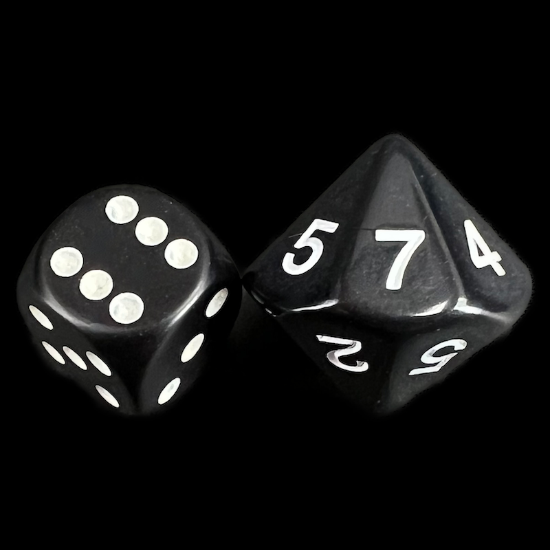 Koplow Opaque Black & White 20mm D7 Dice