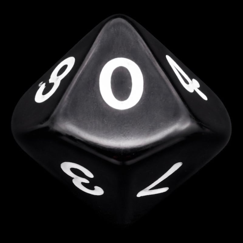 Koplow Opaque Black & White D10 Dice