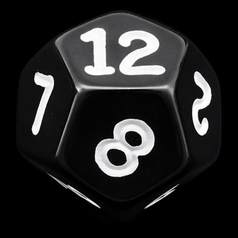 Koplow Opaque Black & White D12 Dice