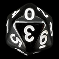 Koplow Opaque Black & White 20 Sided D10 - Numbered 0-9 Twice