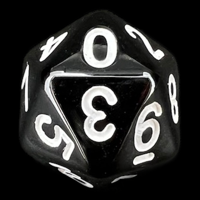 Koplow Opaque Black & White 20 Sided D10 - Numbered 0-9 Twice