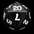 Koplow Opaque Black & White D20 Dice