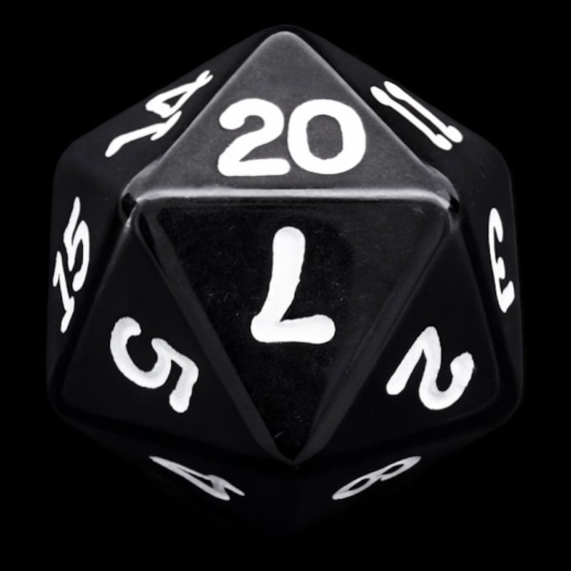 Koplow Opaque Black & White D20 Dice