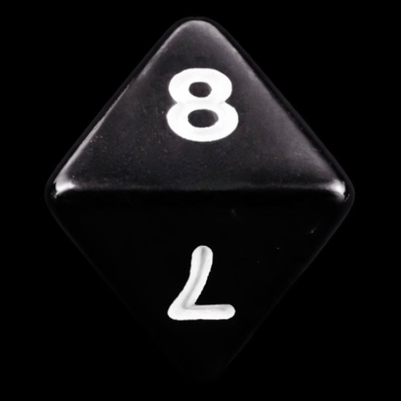 Koplow Opaque Black & White D8 Dice