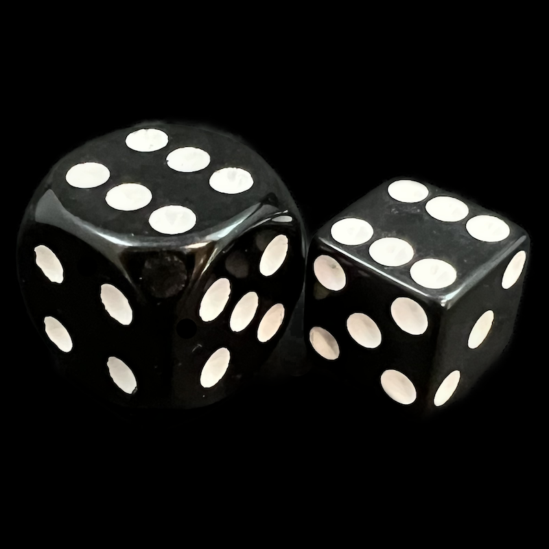 Koplow Opaque Black & White Square Cornered 36 x D6 Dice Set