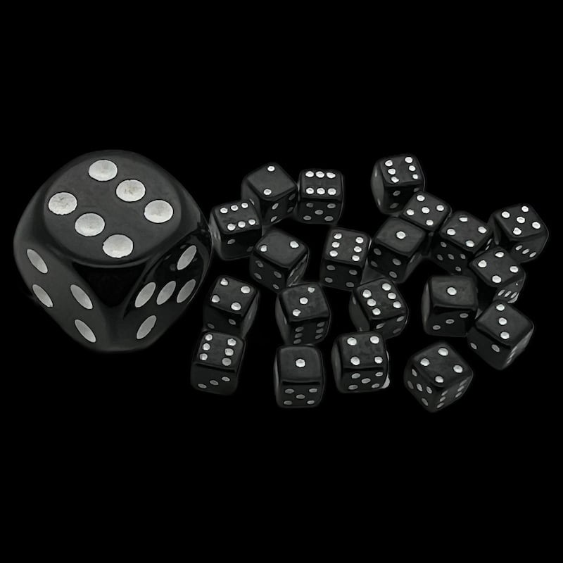 Koplow Opaque Black 5mm 20 x D6 Spot Dice Set