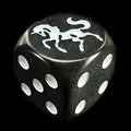 Koplow Opaque Black & White Unicorn Animal Logo D6 Spot Dice